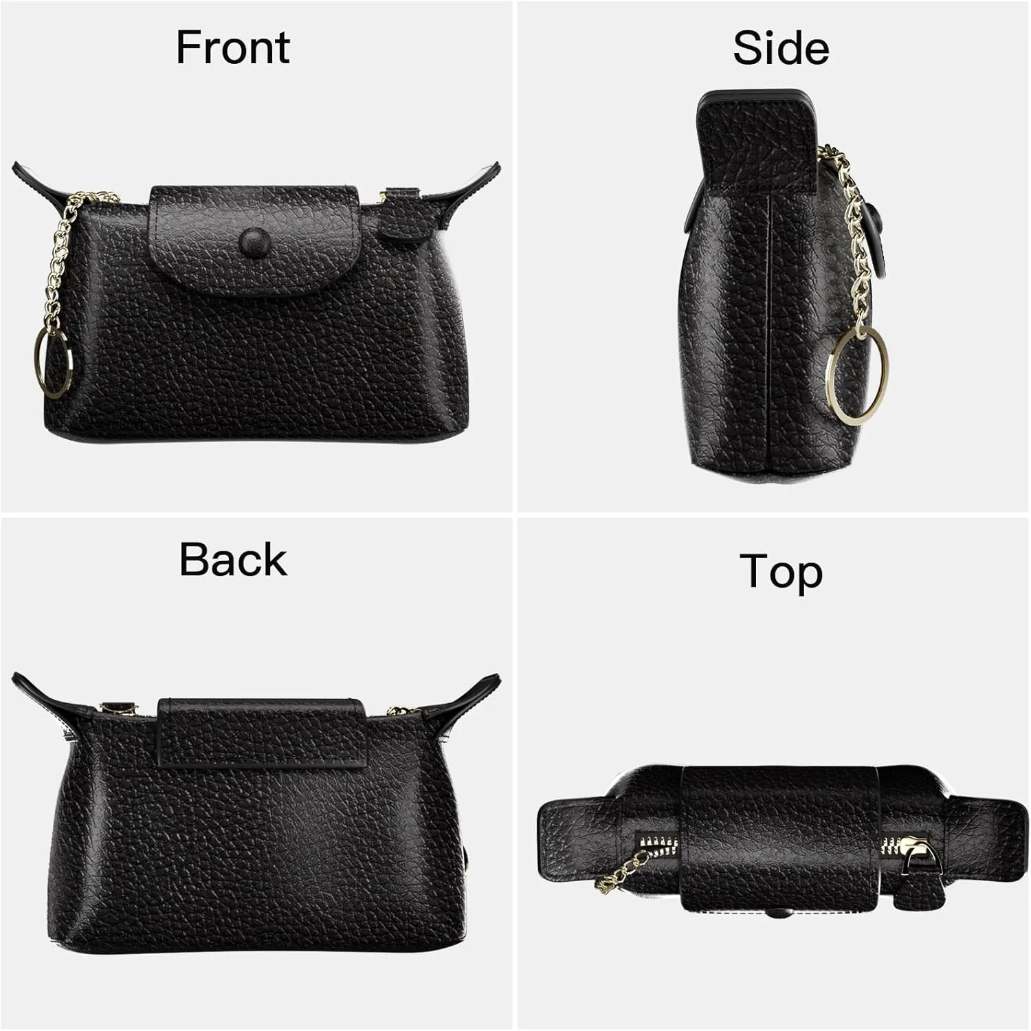 Women's Coin Purse with KeyChain, LongChamp Mini Bag with Zipper - Wristlet Wallets for Men & Women