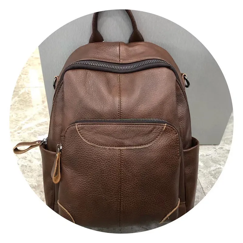 Women's Genuine Leather Fashion Retro Cowhide Backpacks