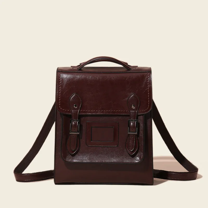 Women's Genuine Leather Oil Wax Retro Easy Matching Backpacks