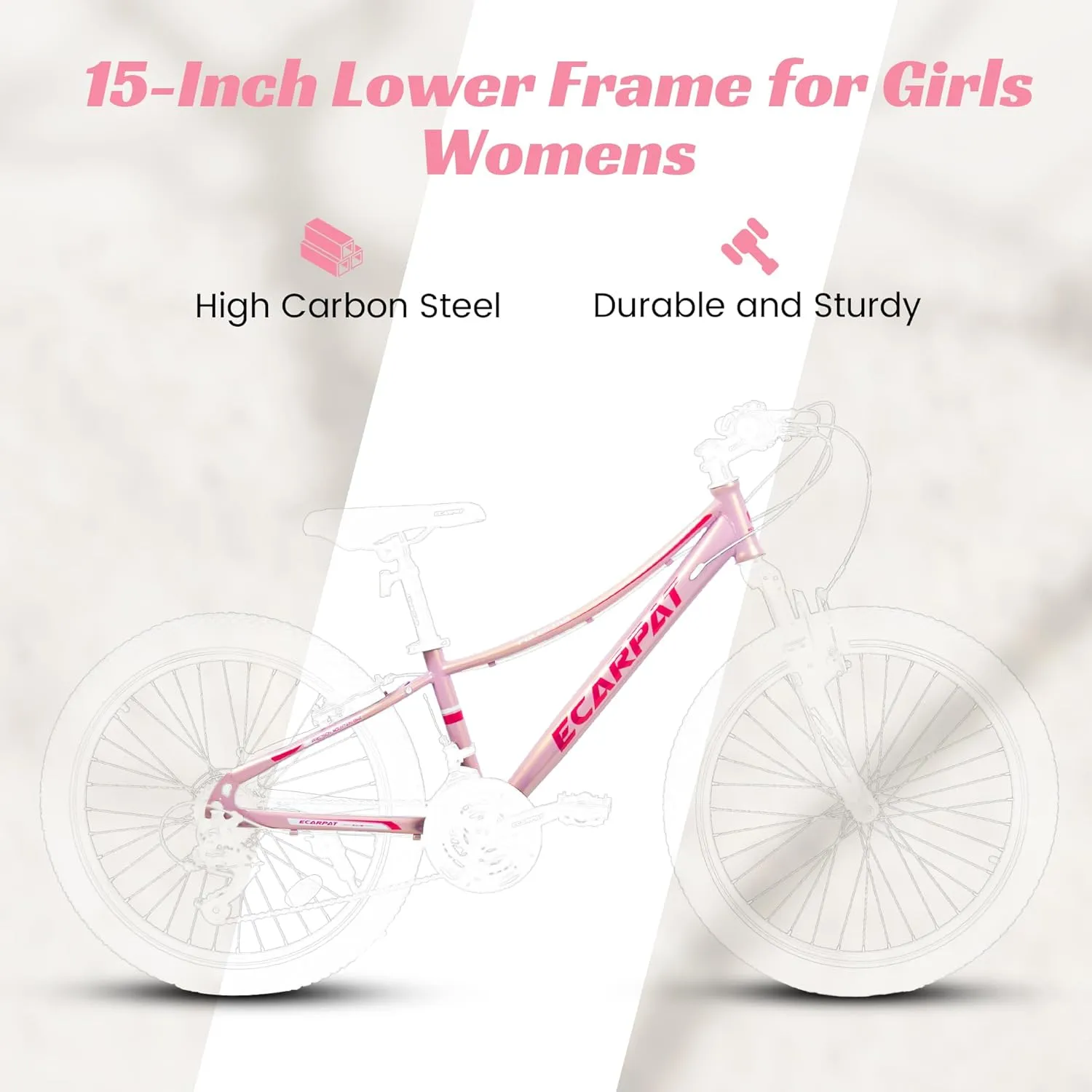 Womens' Girls 24/26 Inch Kids Mountain Bikes, 21-Speed Children's Day Gifts for Ages 10  Years Old Bicycles, School Work Daily Commuting Summer Travel Bikes
