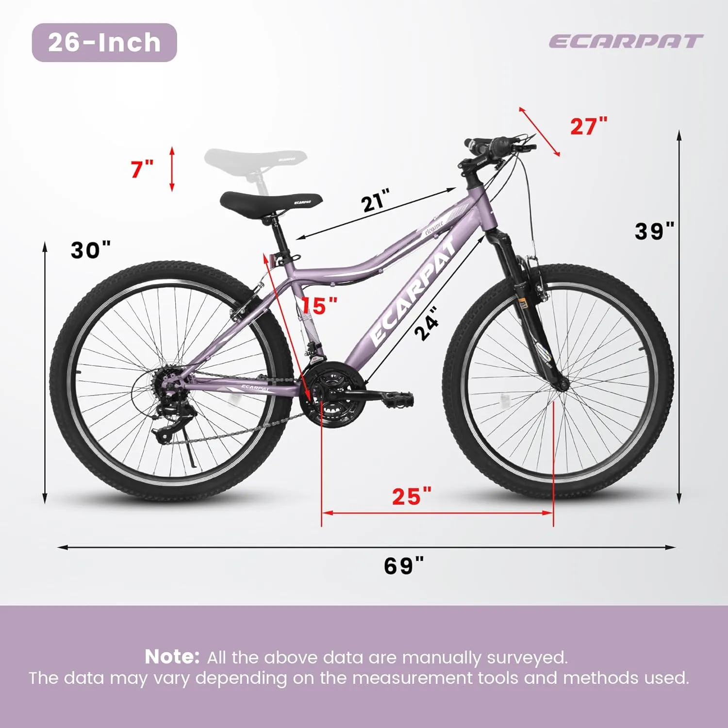 Womens' Girls 24/26 Inch Kids Mountain Bikes, 21-Speed Children's Day Gifts for Ages 10  Years Old Bicycles, School Work Daily Commuting Summer Travel Bikes
