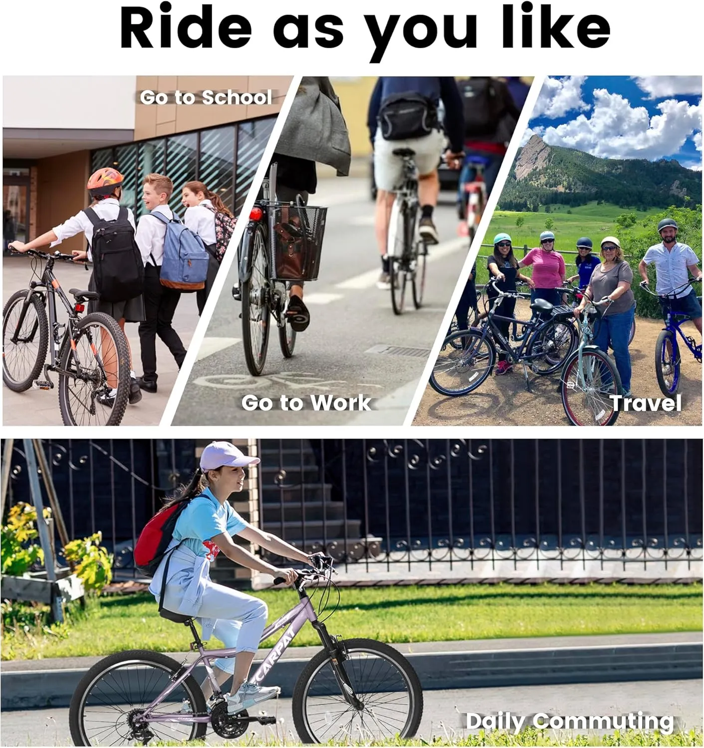 Womens' Girls 24/26 Inch Kids Mountain Bikes, 21-Speed Children's Day Gifts for Ages 10  Years Old Bicycles, School Work Daily Commuting Summer Travel Bikes