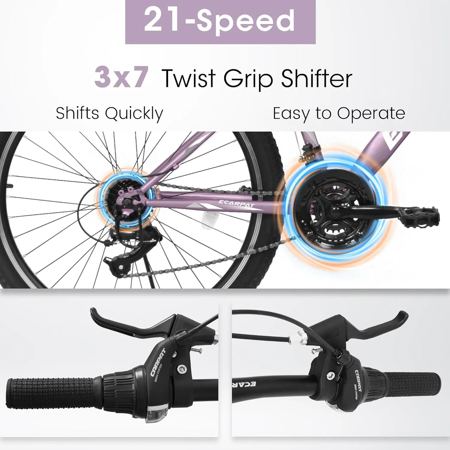Womens' Girls 24/26 Inch Kids Mountain Bikes, 21-Speed Children's Day Gifts for Ages 10  Years Old Bicycles, School Work Daily Commuting Summer Travel Bikes