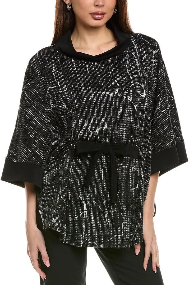 Women's Jacquard Knit Abstract Print Pincho