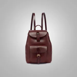 Women's Lambskin Brown Small Genuine Leather Backpack