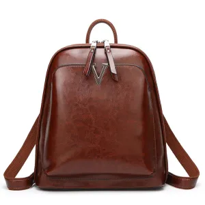Women's Leather Fashion Oil Wax Cowhide Retro Backpacks