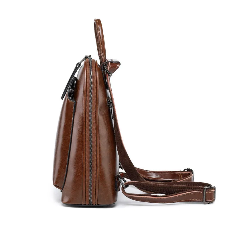 Women's Leather Fashion Oil Wax Cowhide Retro Backpacks