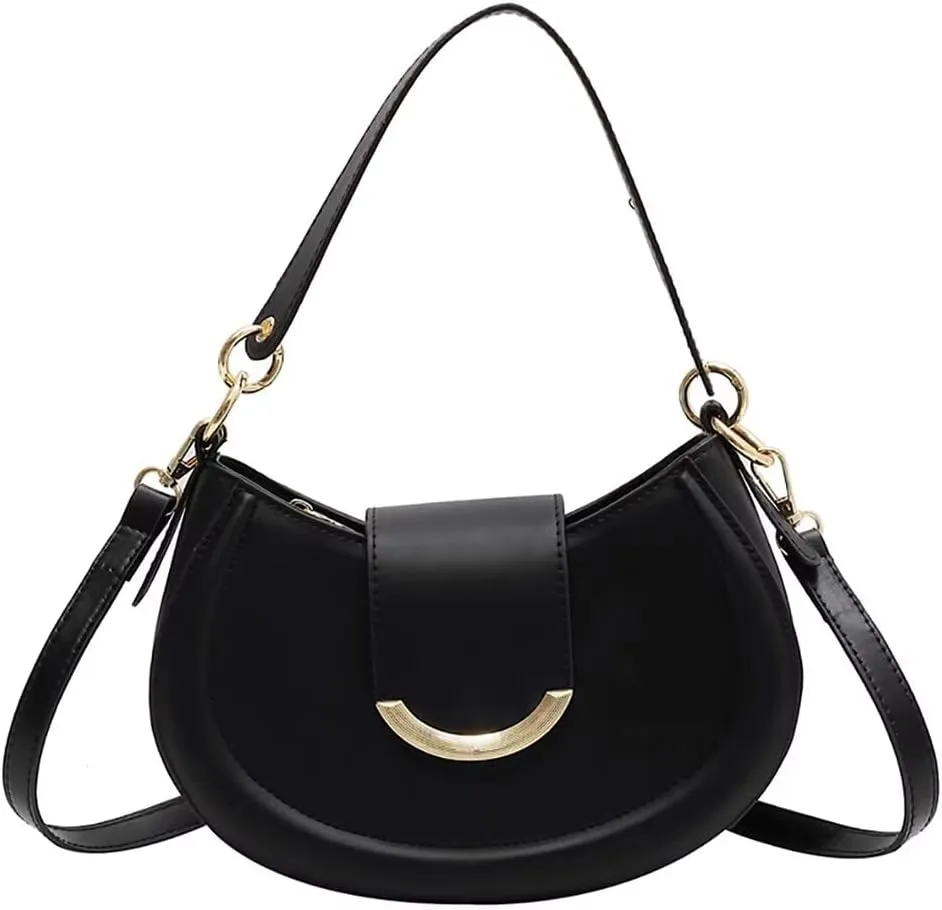 Women’s Leather Shoulder Bag Designer Crossbody Purse Simple Crescent Bag Top Handle Satchel Purse Vintage Tote Bag