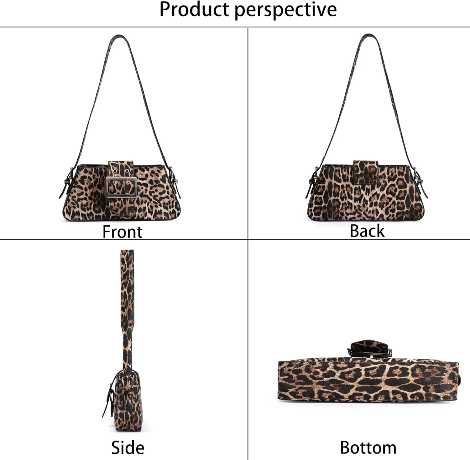 Women's Leopard Print Shoulder Bag - PU Leather Handbag with Magnetic Closure