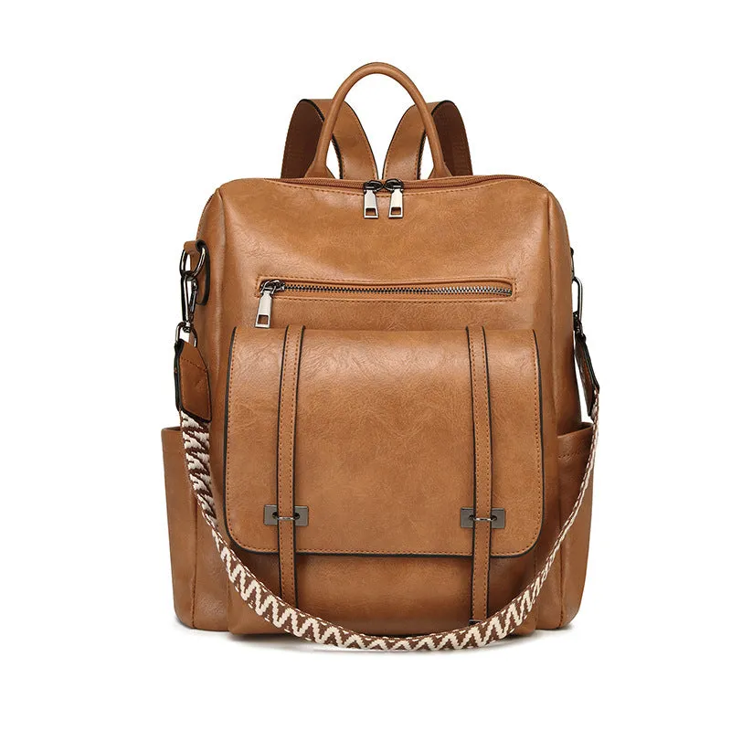 Women's Retro High-grade Soft Leather Large Capacity Backpacks