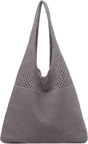 Women's Shoulder Bag, Crochet Tote Bag Vintage Fashion Crossbody Handbags Y2K Mesh Beach Bags, Purses for Women Trendy
