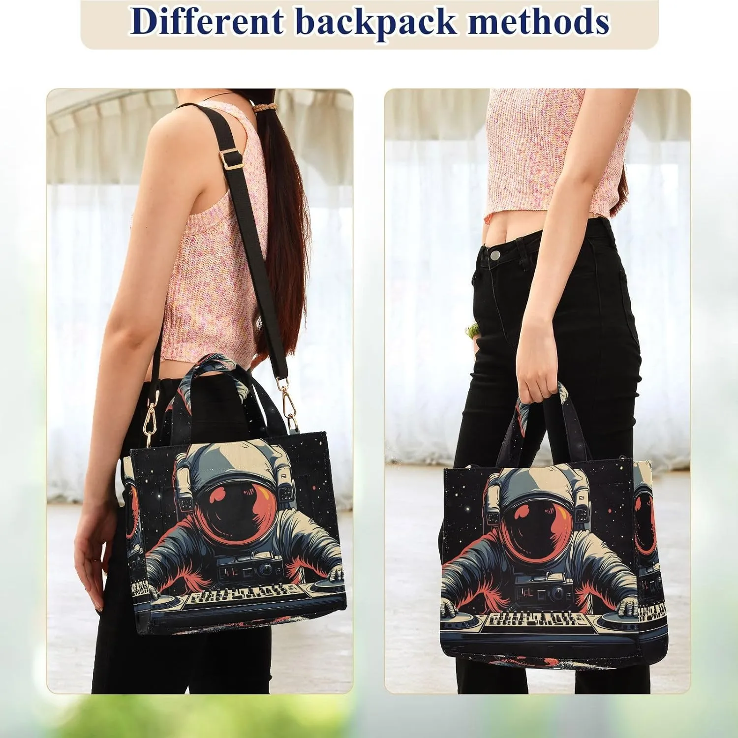 Women's Shoulder Handbags Astronaut Dj Print, Corduroy Tote Bag Large Capacity Small Size