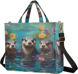 Women's Shoulder Handbags Otter Pool Print, Corduroy Tote Bag Large Capacity Small Size