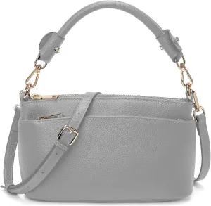 Women's Small Crossbody Bags Lady Cow Leather Shoulder Handbag Purse with 3 Shoulder Straps