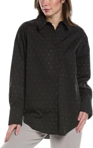 Women's Stretch Cotton Blouse with Rhinestones