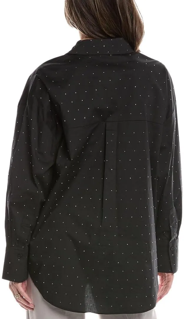 Women's Stretch Cotton Blouse with Rhinestones