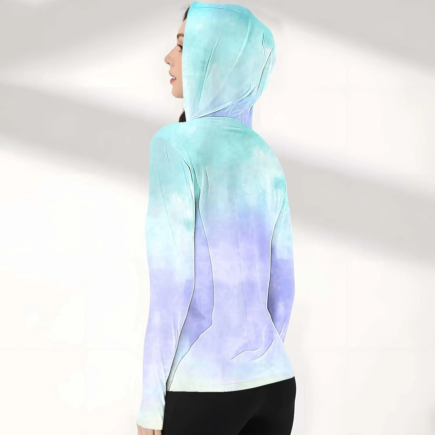 Womens UPF 50  Sun Protection Jackets with Mask UV Hoodie Lightweight Athletic Cycling Outfits Long Sleeve Hiking Shirt