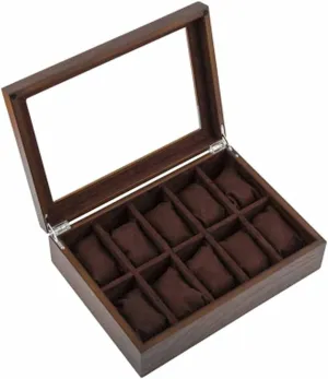 Wood Watch Storage Boxes Case with Window Pewter Veneer Mechanical Watch Display Organizer Holder Gift Cases (Color : A) (A)
