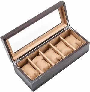 Wood Watch Storage Boxes Case with Window Pewter Veneer Mechanical Watch Display Organizer Holder Gift Cases (Color : D) (E)