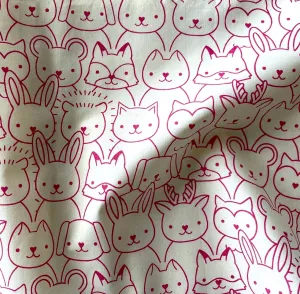 Woodland Park Sup Animals Raspberry Quilting Cotton  (Made in Japan)