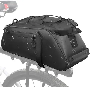 WOTOW Bike Rack Bag Waterproof - 9.5L Large Capacity Bike Trunk Bag, Reflective Bicycle Saddle Panniers, Cycling Bag Back Seat Storage Cargo Carrier Pouch with Shoulder Strap & Hook