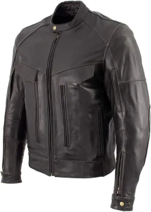 Xelement 'Bandit' Distressed Brown Leather Motorcycle Jacket with Armor - Premium Leather Jacket for Men - B7496