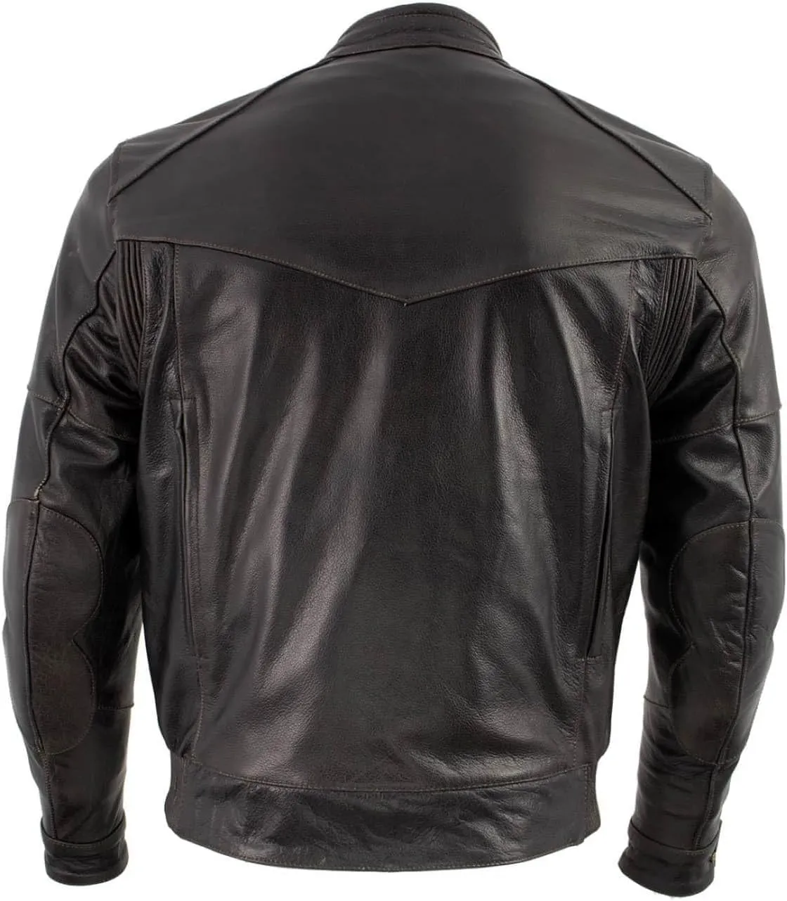 Xelement 'Bandit' Distressed Brown Leather Motorcycle Jacket with Armor - Premium Leather Jacket for Men - B7496