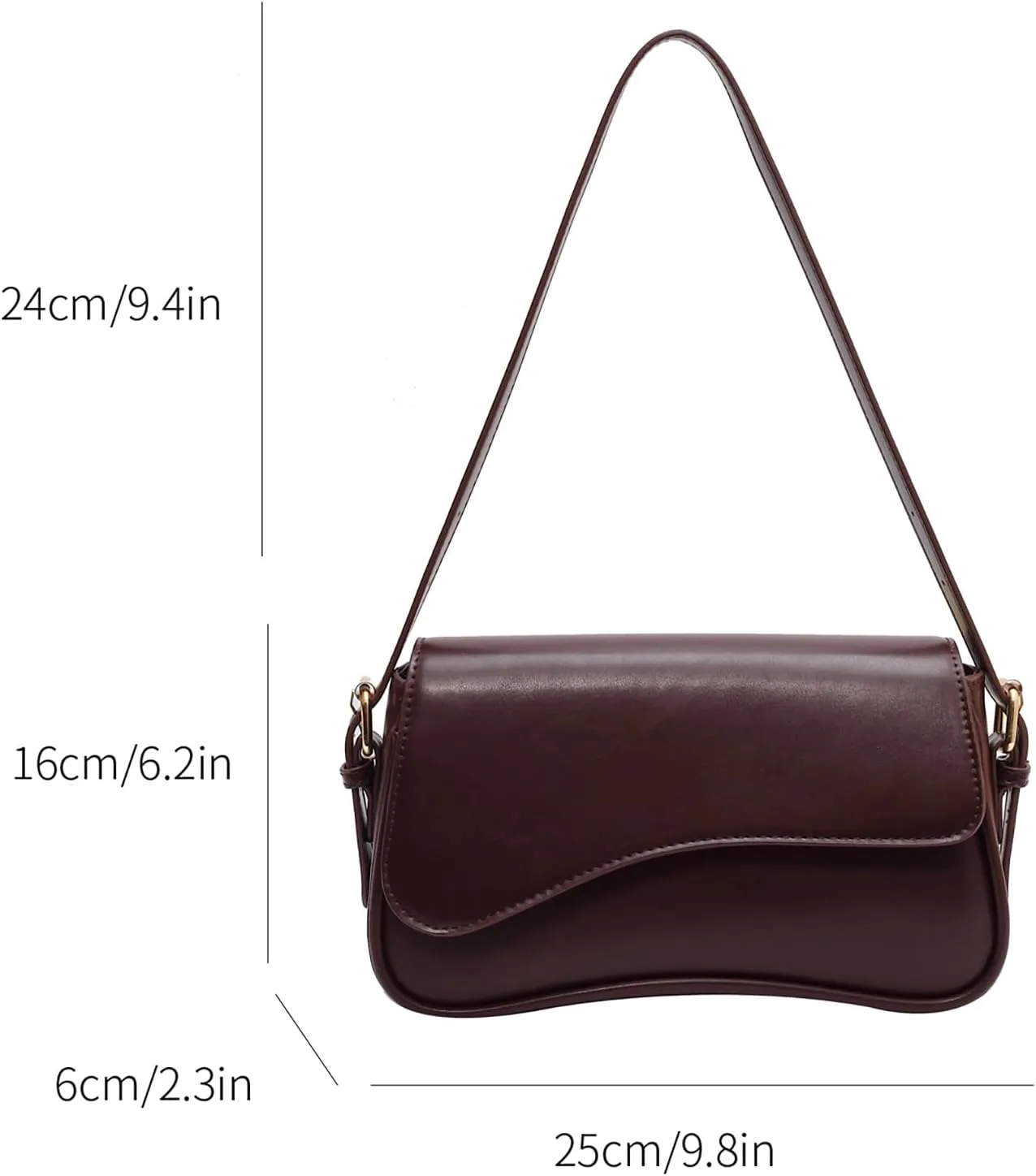 Y2K Retro Shoulder Bag for Women, Crossbody Clutch with 2 Removable Straps