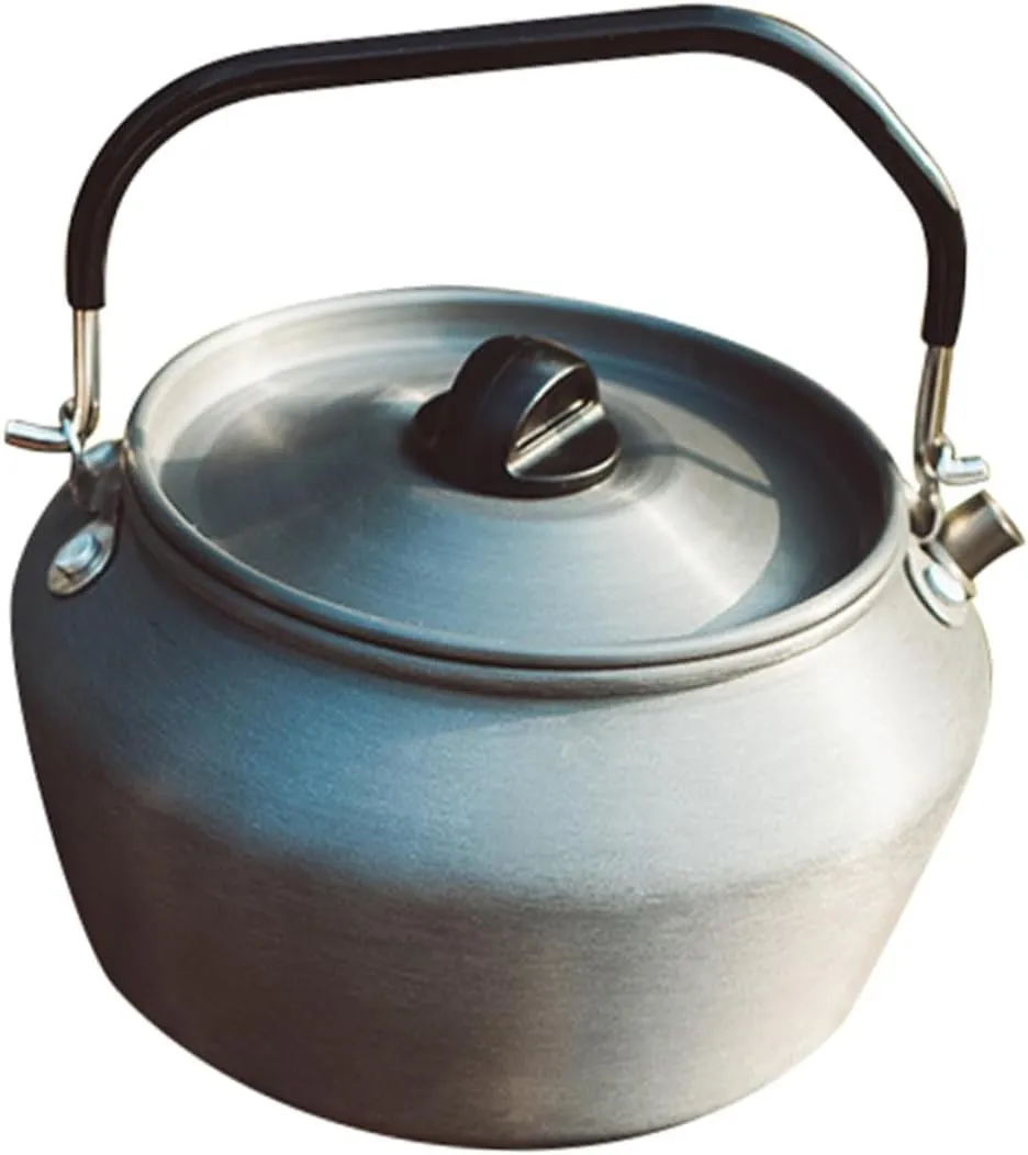 Yardwe Teakettle Pot for Outdoor Large Capacity Camping Kettle Boiling Water Smooth Spout Non-slip Heat-insulated Handles Ideal for Hiking Traveling