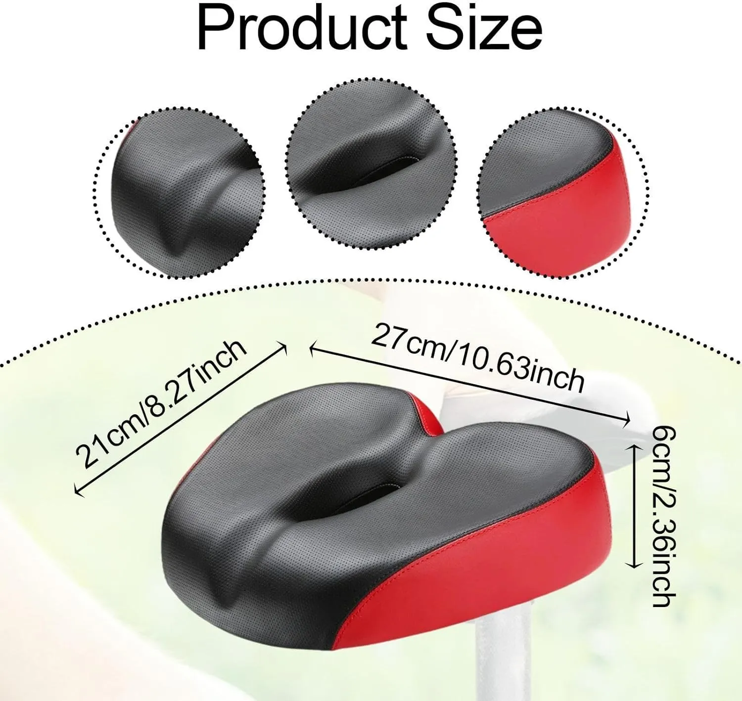 YIJU Bicycle Saddle Soft Cushion Riding Comfortable 21 Cmx27 Cmx6 cm PU Leather Shock Absorbing Mountain Waterproof Bike Seat