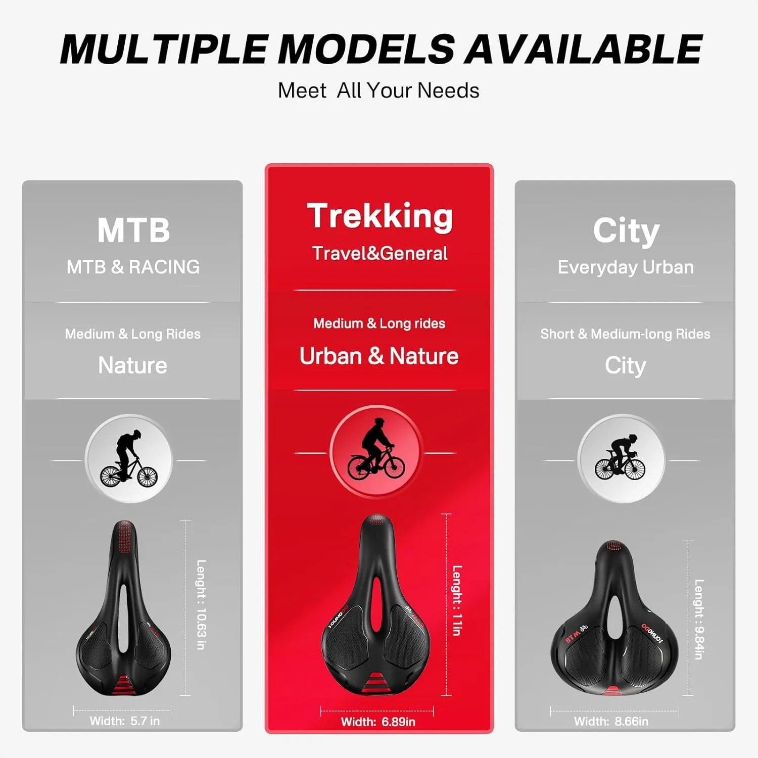 YOUNGDO Bike Seat, Bicycle Saddle Comfortable Soft Wide Road Bike Gel Saddles,Breathable Mountain Bike Seat,Suitable for MTB Mountain Bike,Folding Bike,Road Bike,Spinning Bike, Exercise Bikes