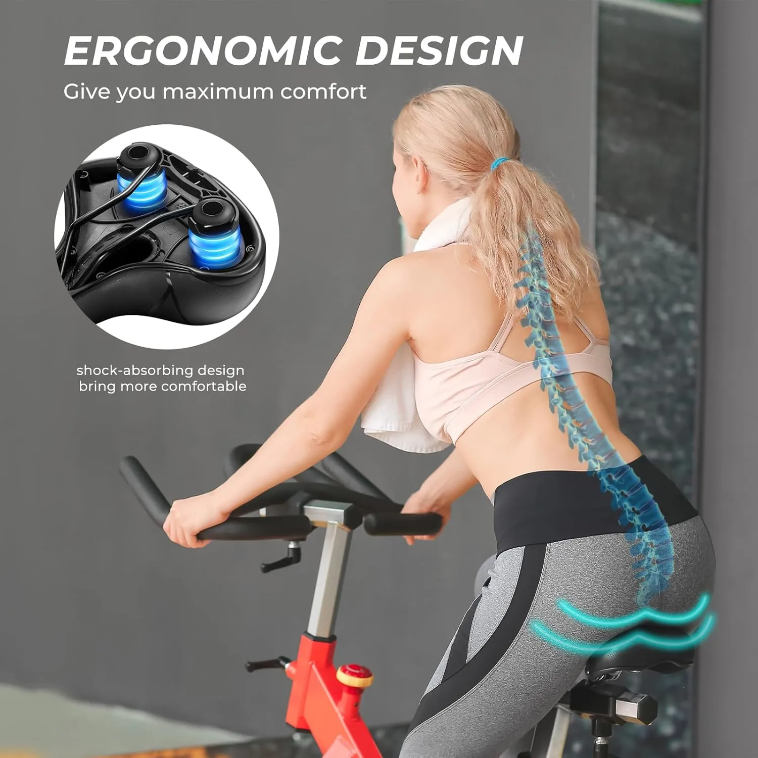 YOUNGDO Bike Seat, Bicycle Saddle Comfortable Soft Wide Road Bike Gel Saddles,Breathable Mountain Bike Seat,Suitable for MTB Mountain Bike,Folding Bike,Road Bike,Spinning Bike, Exercise Bikes