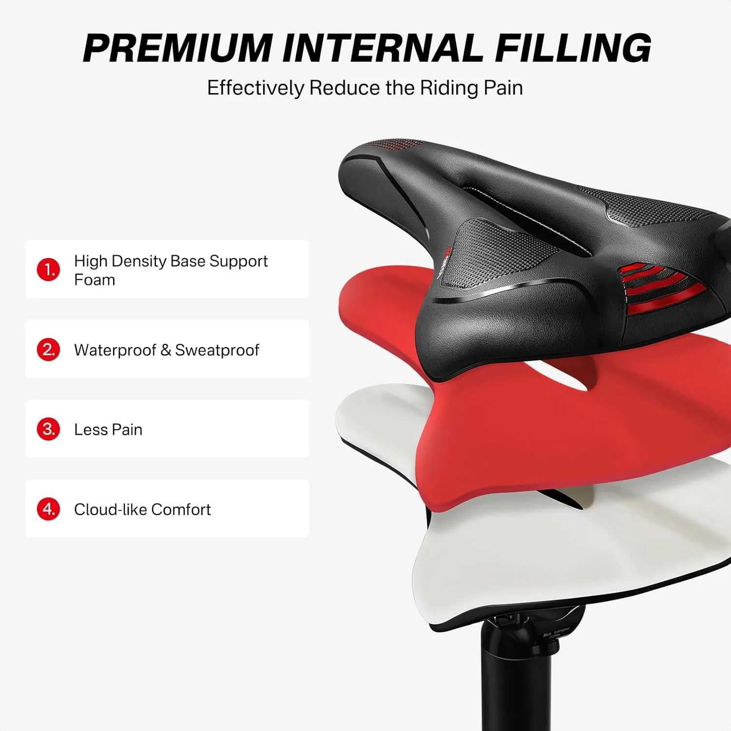 YOUNGDO Bike Seat, Bicycle Saddle Comfortable Soft Wide Road Bike Gel Saddles,Breathable Mountain Bike Seat,Suitable for MTB Mountain Bike,Folding Bike,Road Bike,Spinning Bike, Exercise Bikes