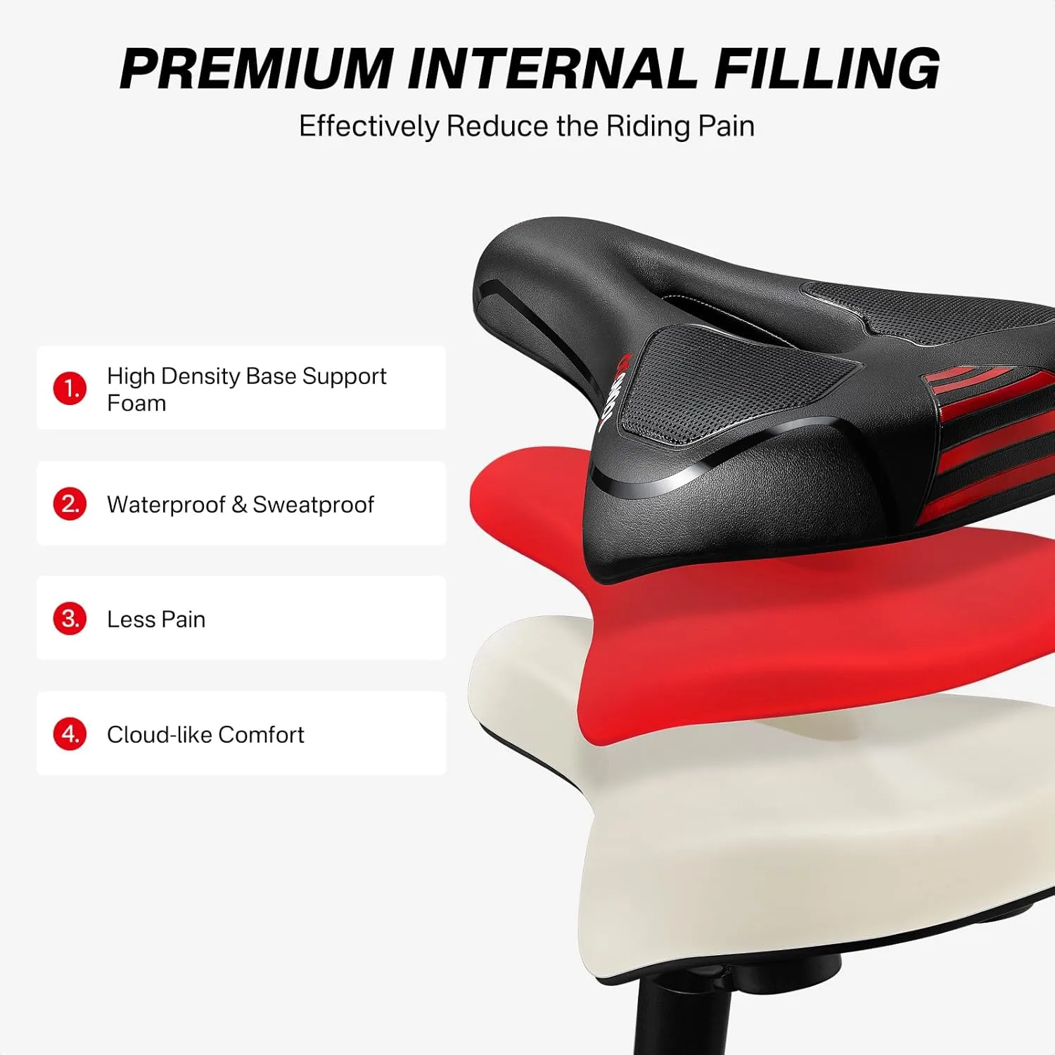 YOUNGDO Bike Seat, Bicycle Saddle Comfortable Soft Wide Road Bike Gel Saddles,Breathable Mountain Bike Seat,Suitable for MTB Mountain Bike,Folding Bike,Road Bike,Spinning Bike, Exercise Bikes