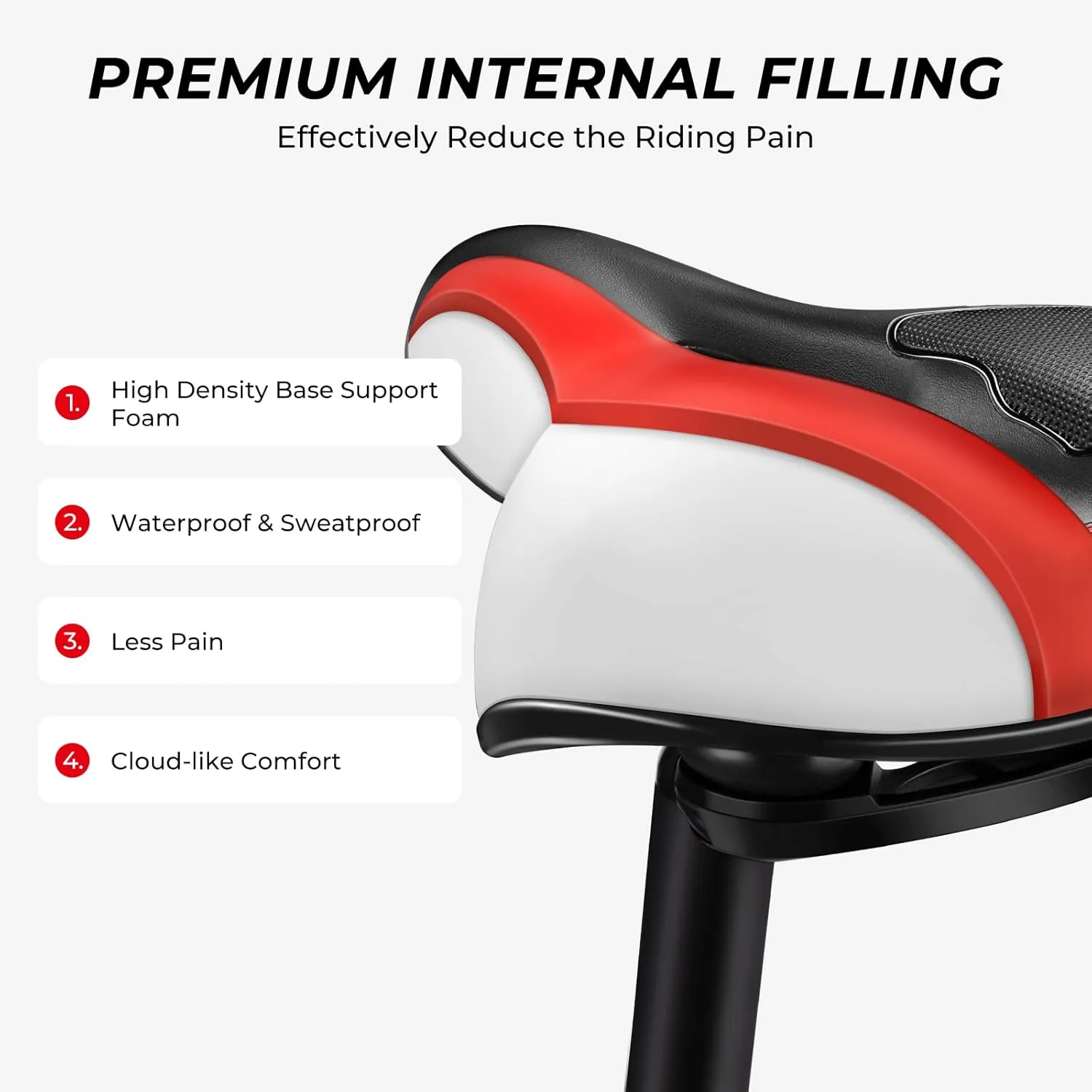 YOUNGDO Bike Seat, Bicycle Saddle Comfortable Soft Wide Road Bike Gel Saddles,Breathable Mountain Bike Seat,Suitable for MTB Mountain Bike,Folding Bike,Road Bike,Spinning Bike, Exercise Bikes