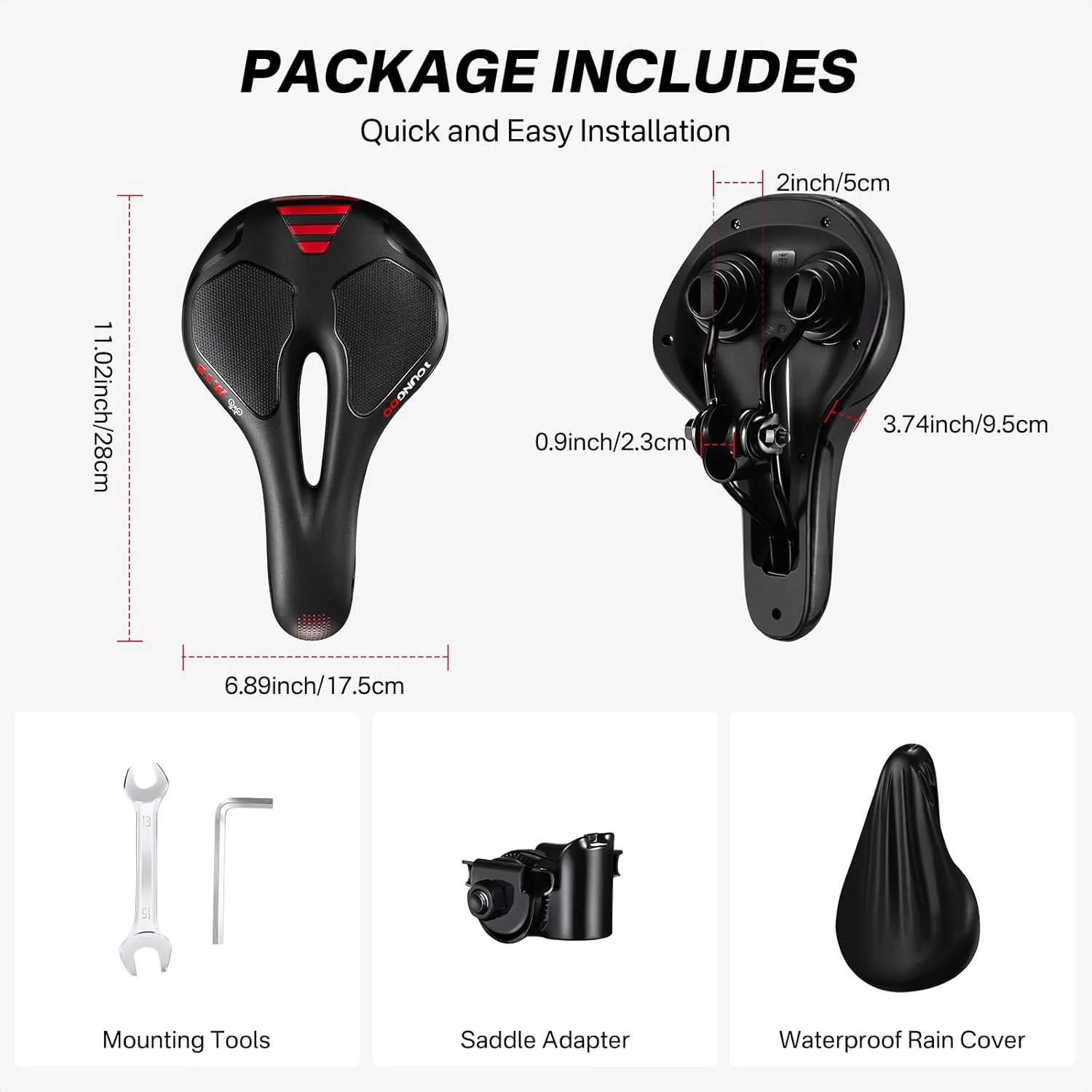 YOUNGDO Bike Seat, Bicycle Saddle Comfortable Soft Wide Road Bike Gel Saddles,Breathable Mountain Bike Seat,Suitable for MTB Mountain Bike,Folding Bike,Road Bike,Spinning Bike, Exercise Bikes