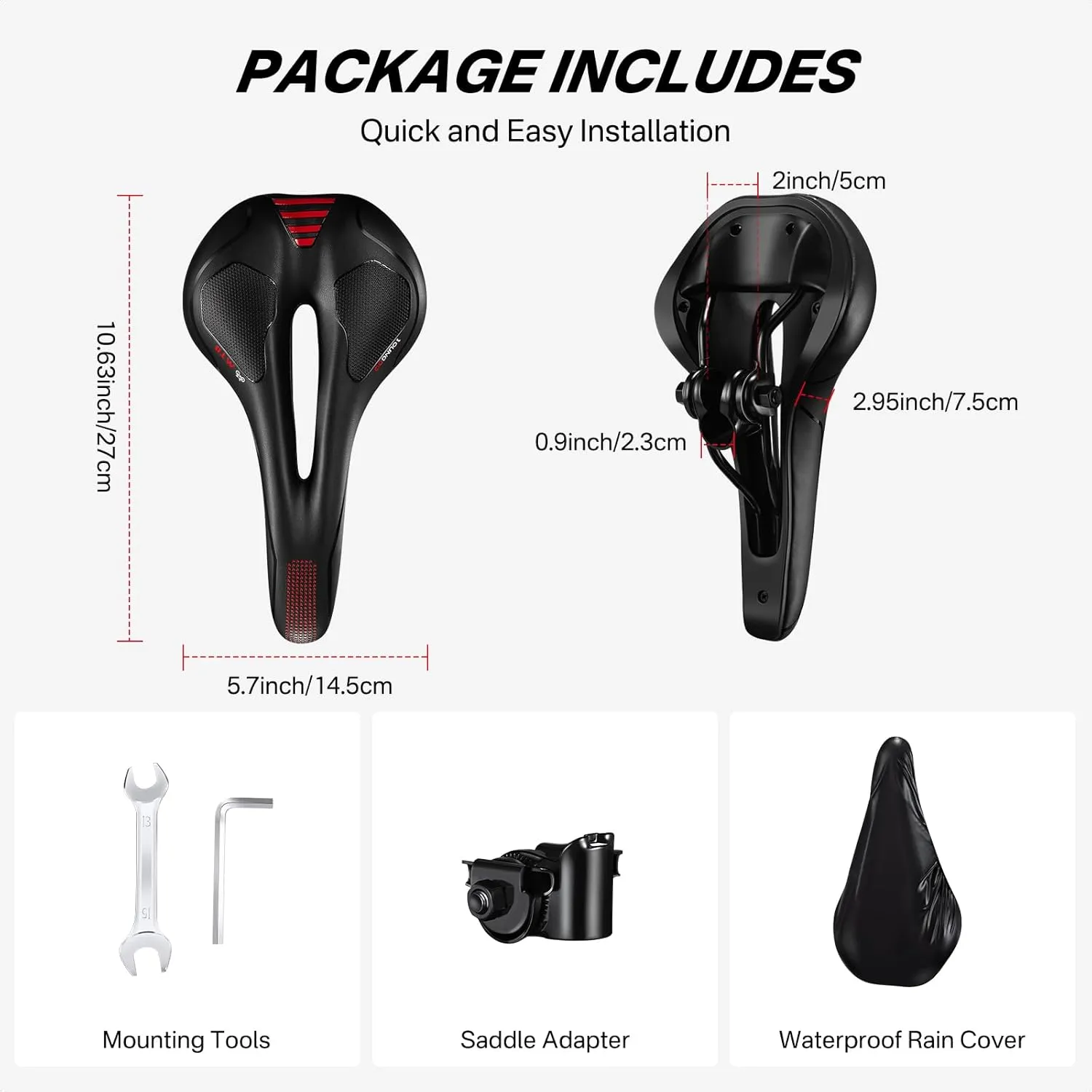 YOUNGDO Bike Seat, Bicycle Saddle Comfortable Soft Wide Road Bike Gel Saddles,Breathable Mountain Bike Seat,Suitable for MTB Mountain Bike,Folding Bike,Road Bike,Spinning Bike, Exercise Bikes