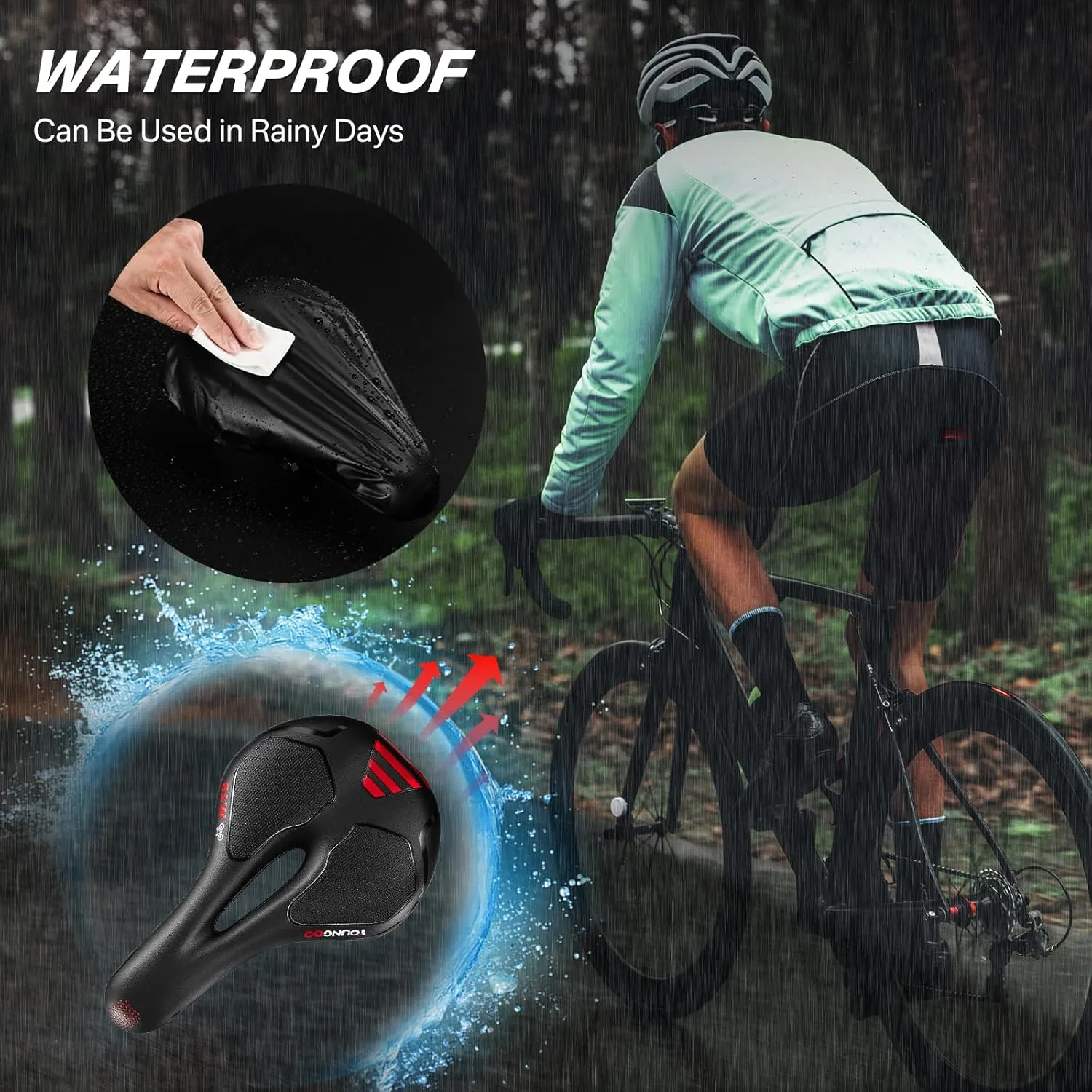 YOUNGDO Bike Seat, Bicycle Saddle Comfortable Soft Wide Road Bike Gel Saddles,Breathable Mountain Bike Seat,Suitable for MTB Mountain Bike,Folding Bike,Road Bike,Spinning Bike, Exercise Bikes
