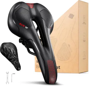 YOUNGDO Bike Seat, Bicycle Saddle Comfortable Soft Wide Road Bike Gel Saddles,Breathable Mountain Bike Seat,Suitable for MTB Mountain Bike,Folding Bike,Road Bike,Spinning Bike, Exercise Bikes
