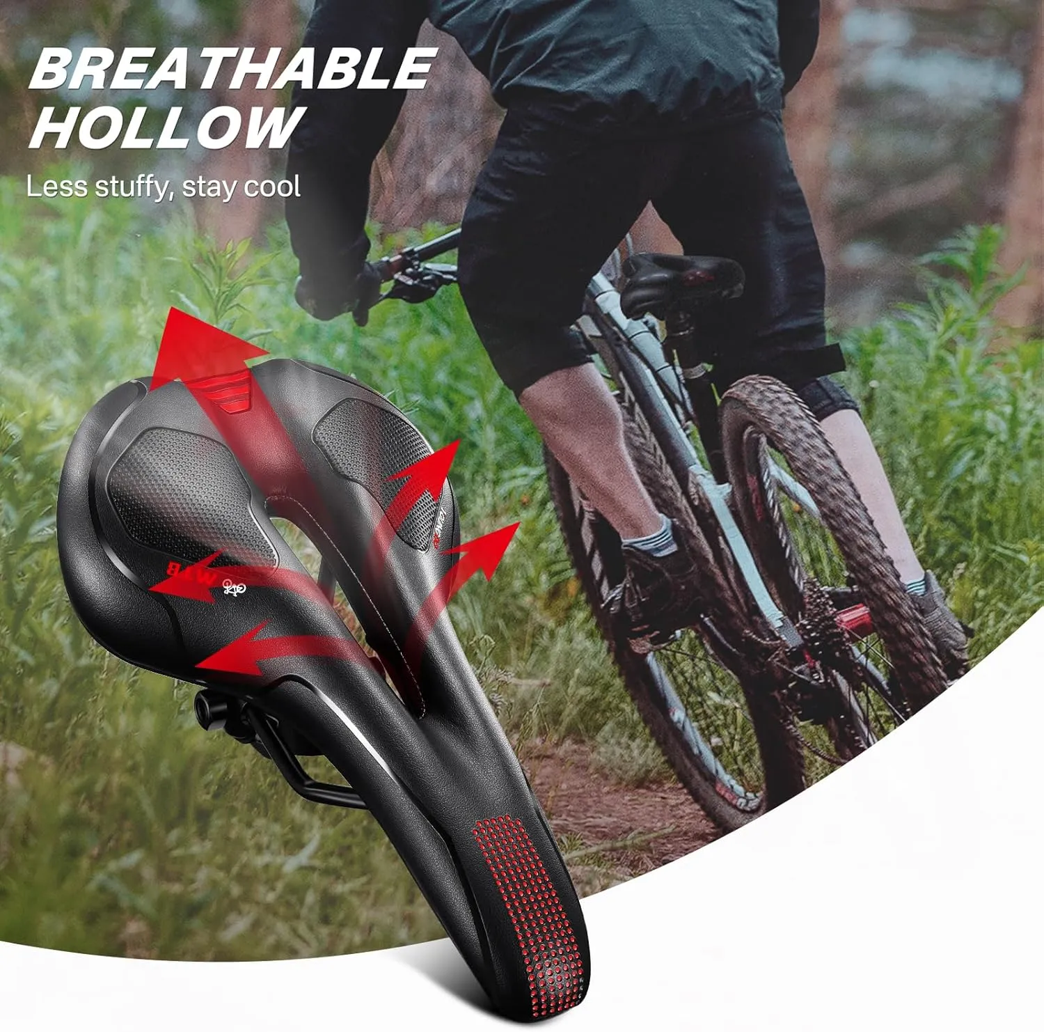 YOUNGDO Bike Seat, Bicycle Saddle Comfortable Soft Wide Road Bike Gel Saddles,Breathable Mountain Bike Seat,Suitable for MTB Mountain Bike,Folding Bike,Road Bike,Spinning Bike, Exercise Bikes