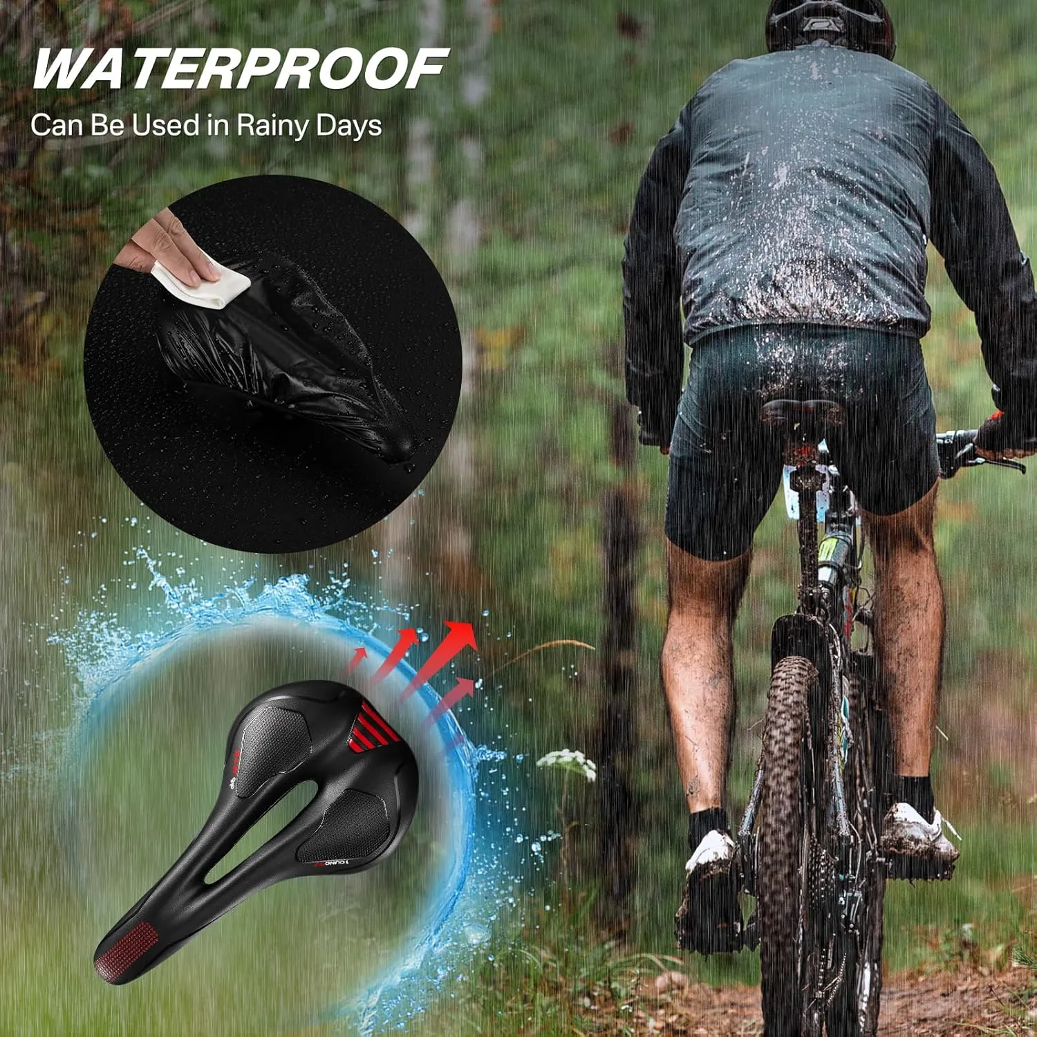 YOUNGDO Bike Seat, Bicycle Saddle Comfortable Soft Wide Road Bike Gel Saddles,Breathable Mountain Bike Seat,Suitable for MTB Mountain Bike,Folding Bike,Road Bike,Spinning Bike, Exercise Bikes