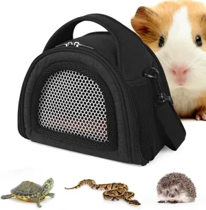 YUDODO Hamster Carrier Guinea Pig Carrier Bag Small Animal Sugar Glider Pouch Gerbil Hedgehog Portable Travel Carrier Outdoor Hangbag Flying Squirrel Rat Carrier Black