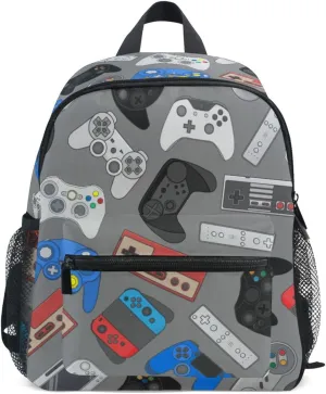 ZAZYXTJ Video Game Kids Backpack for Boys Girls Toddler Backpack with Chest Strap Name Tag Preschool Backpack 3-8 Years Old