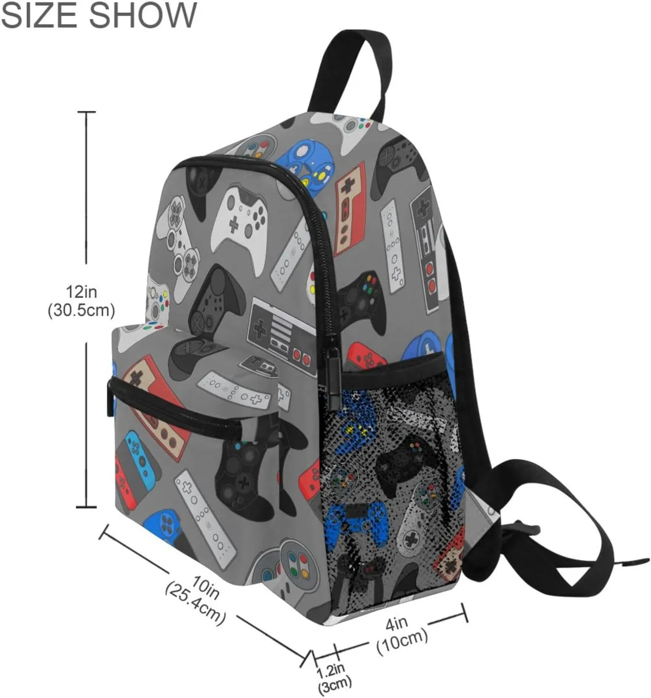 ZAZYXTJ Video Game Kids Backpack for Boys Girls Toddler Backpack with Chest Strap Name Tag Preschool Backpack 3-8 Years Old