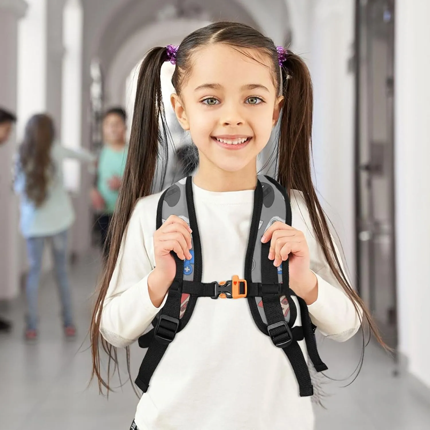 ZAZYXTJ Video Game Kids Backpack for Boys Girls Toddler Backpack with Chest Strap Name Tag Preschool Backpack 3-8 Years Old