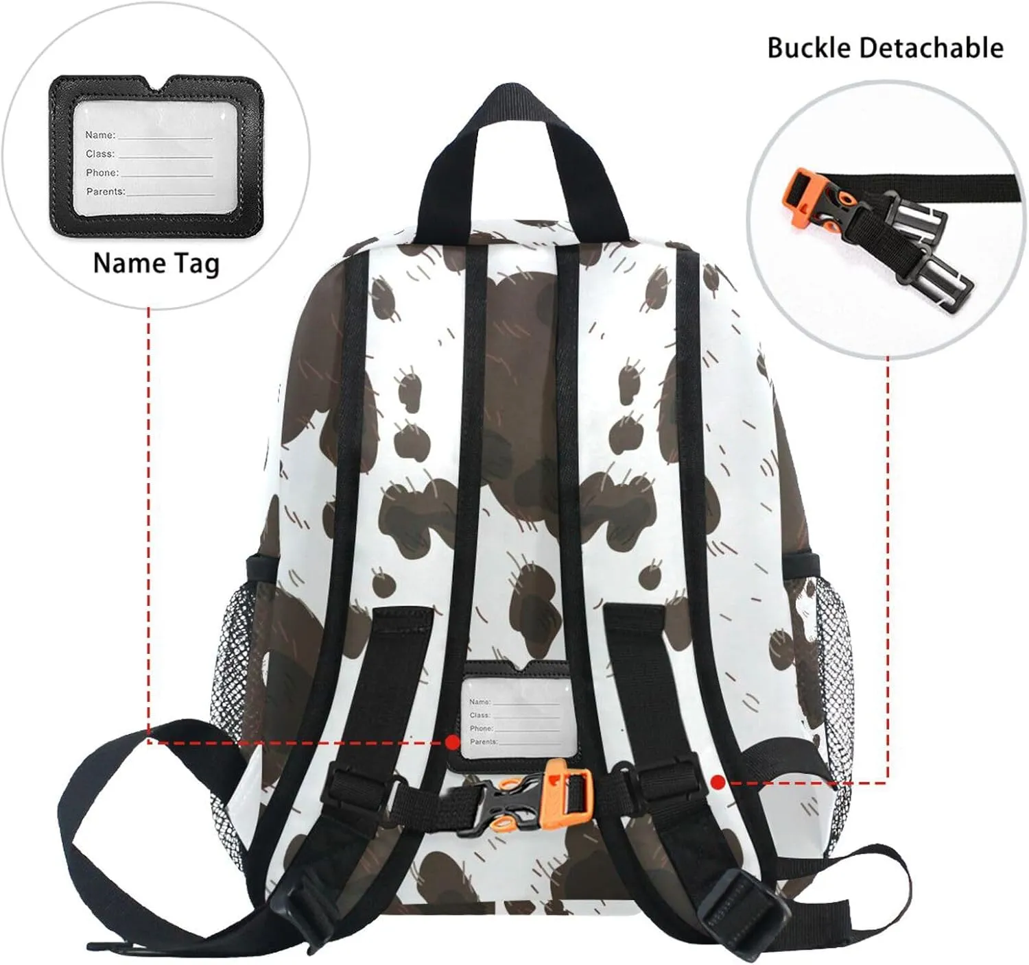 ZAZYXTJ Western Cow Print Kids Backpack for Boys Girls Toddler Backpack with Chest Strap Name Tag Preschool Backpack 3-8 Years Old