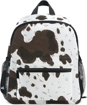 ZAZYXTJ Western Cow Print Kids Backpack for Boys Girls Toddler Backpack with Chest Strap Name Tag Preschool Backpack 3-8 Years Old