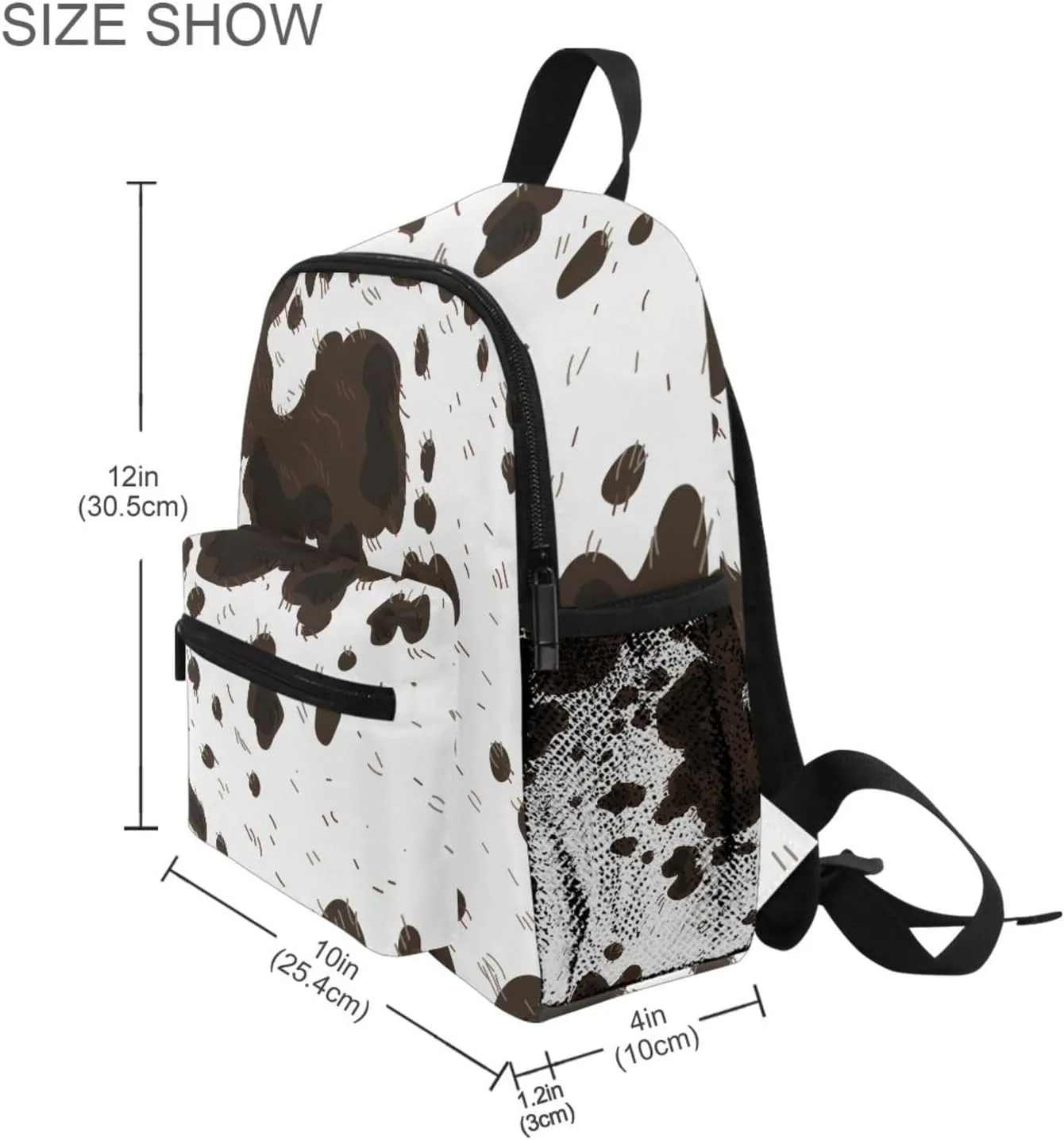 ZAZYXTJ Western Cow Print Kids Backpack for Boys Girls Toddler Backpack with Chest Strap Name Tag Preschool Backpack 3-8 Years Old