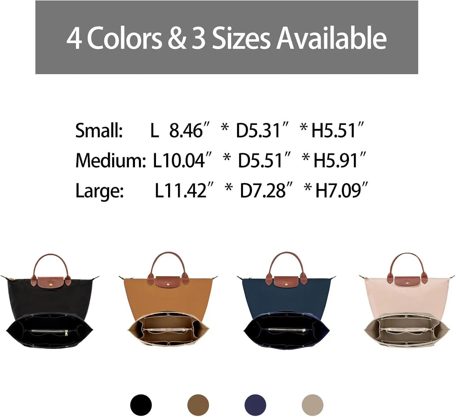 ZTUJO Purse Organizer Insert for le pliage, Compatible with Longchamp Le Pliage Top Handle S/M,Shoulder Bag S/L (Navy Blue, Small For Handle S)